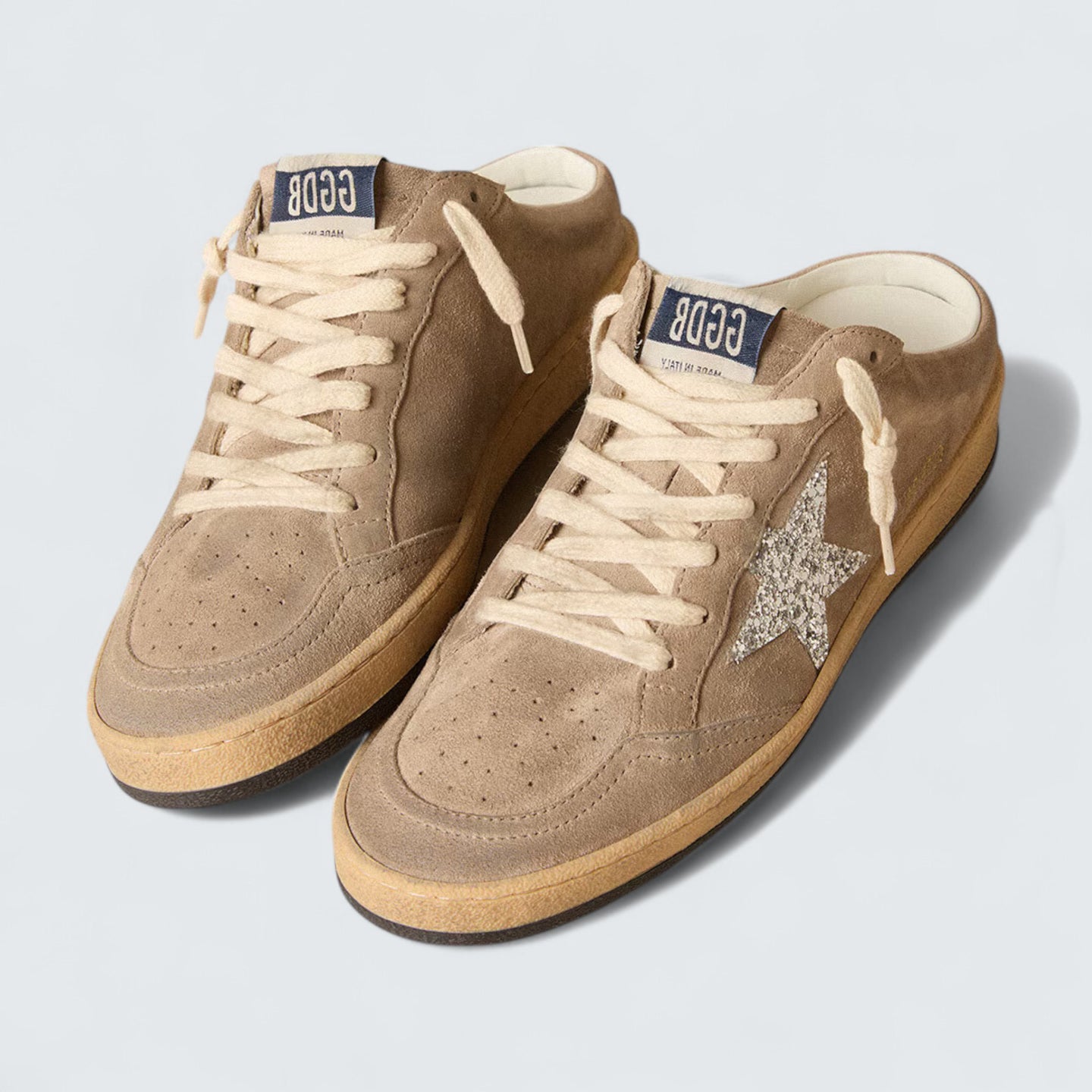 Ball Star Sabot 'Dove-Gray Suede with Silver Glitter Star'