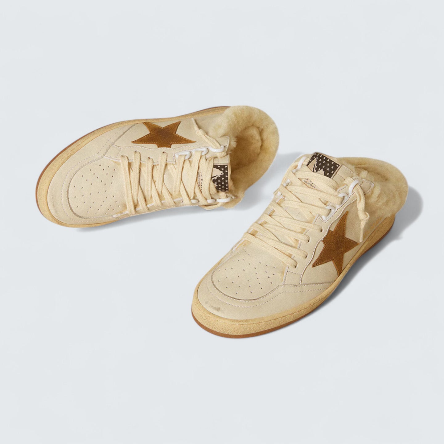 Ball Star Sabot 'Leather with Suede Star and Beige Shearling Lining'