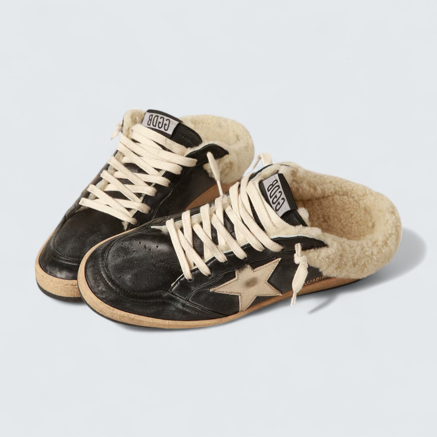 Ball Star Sabot 'Black Nappa with Platinum Star and Shearling Lining'