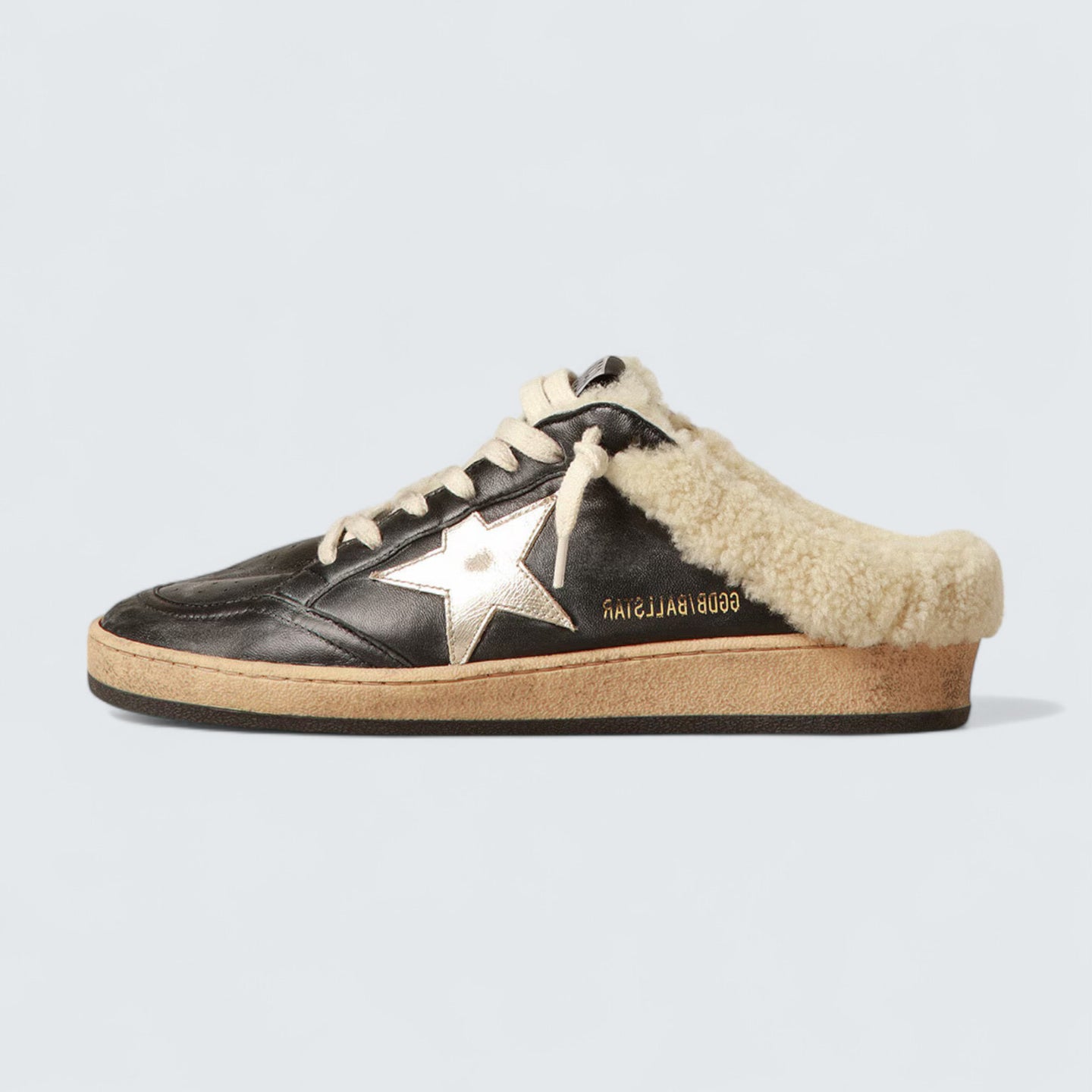 Ball Star Sabot 'Black Nappa with Platinum Star and Shearling Lining'