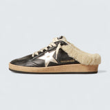 Ball Star Sabot 'Black Nappa with Platinum Star and Shearling Lining'