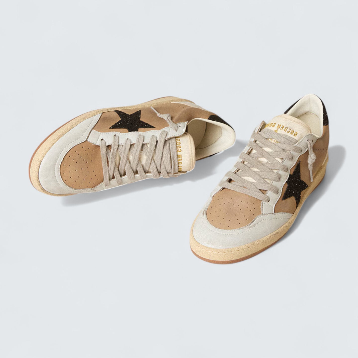 Ball Star 'Beige Nubuck and Nappa with Black Swarovski Crystal Star'