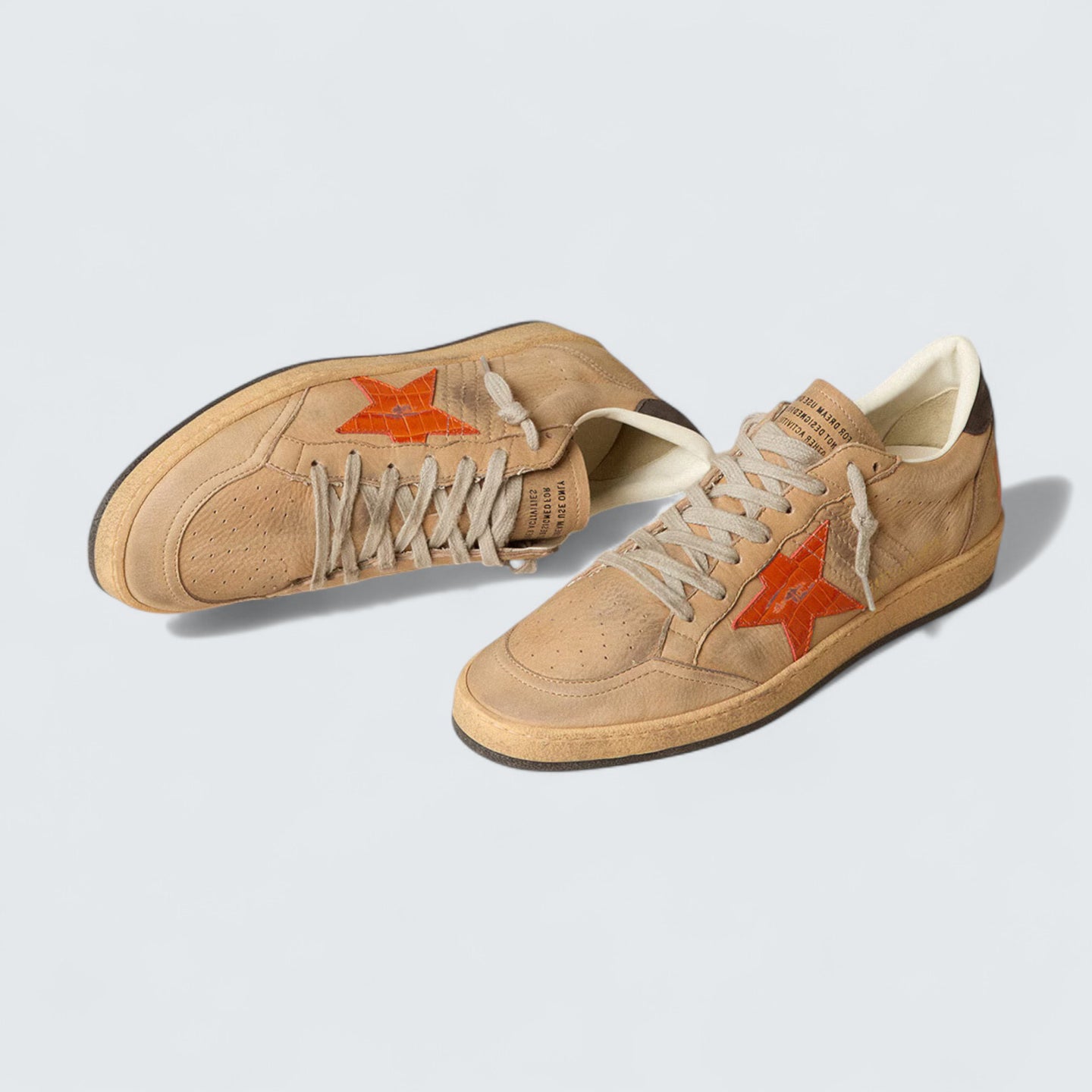 Ball Star 'Beige Nubuck with Croc-Print Leather Star and Nubuck Heel Tab'