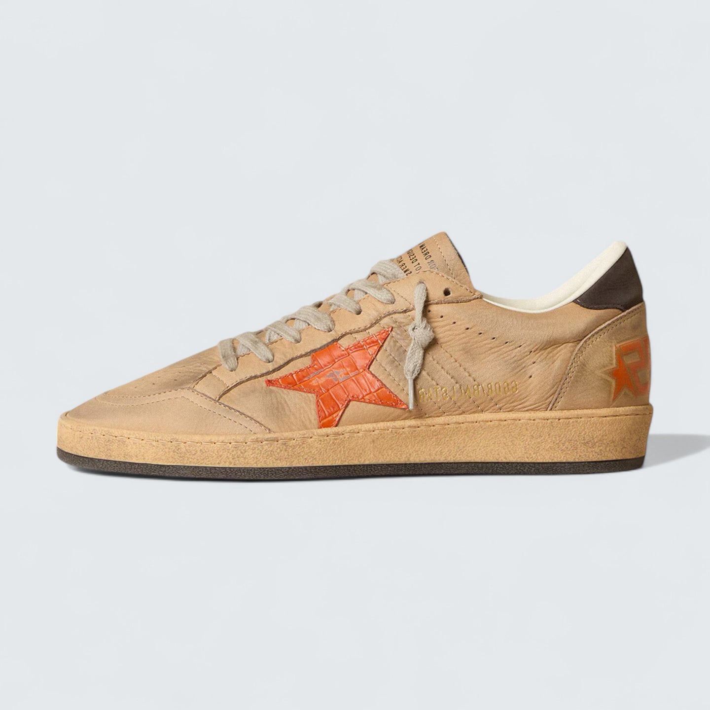 Ball Star 'Beige Nubuck with Croc-Print Leather Star and Nubuck Heel Tab'
