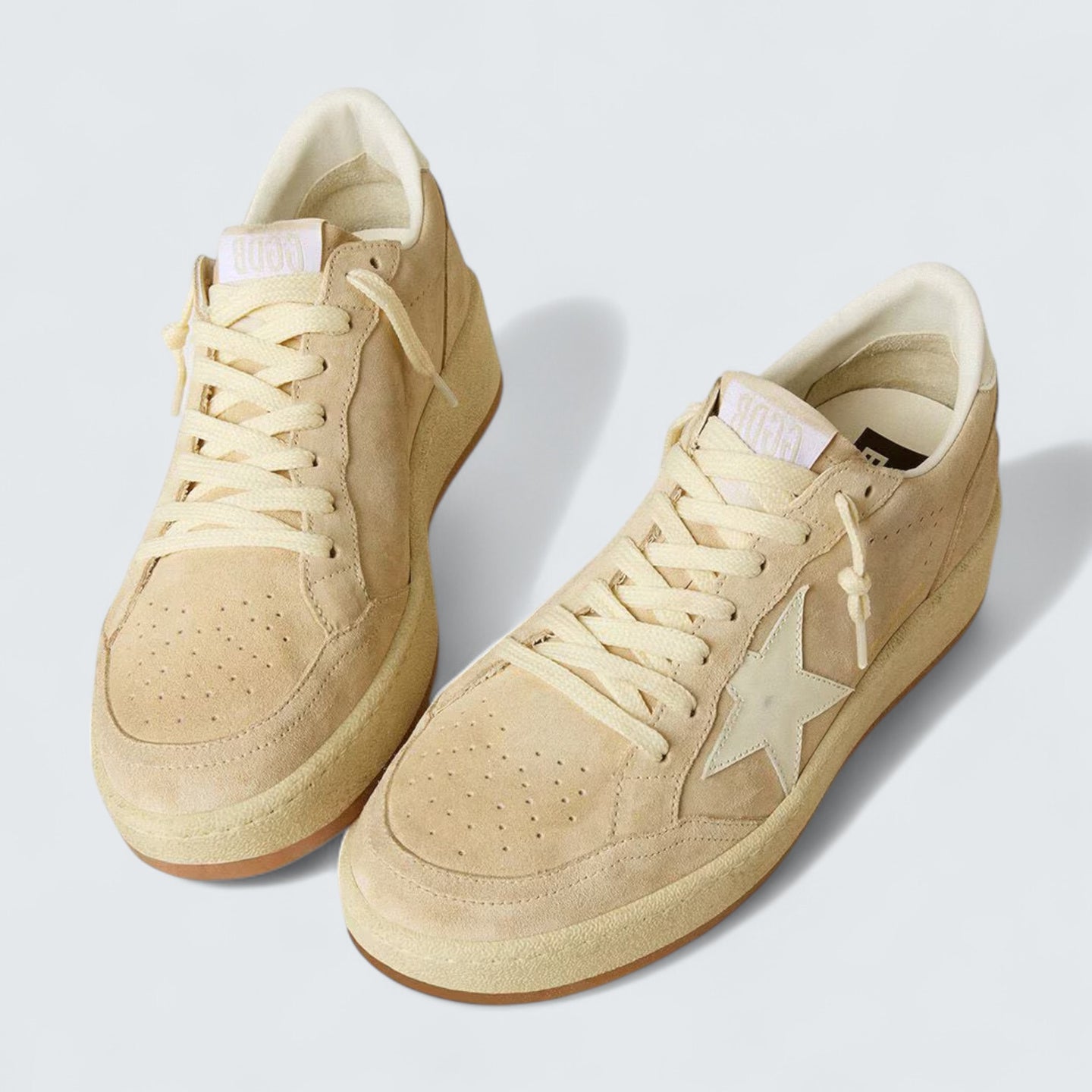 Ball Star 'Beige Suede with White Leather Star and Heel Tab'