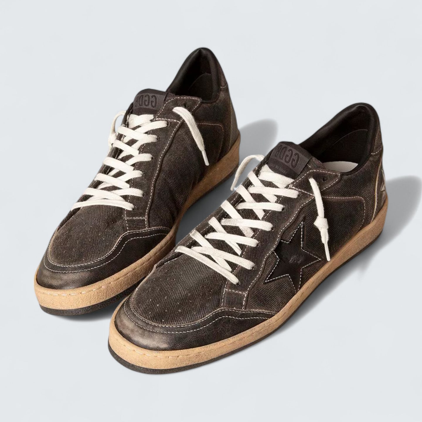 Ball Star 'Black Denim with Black Leather Star and Inserts'