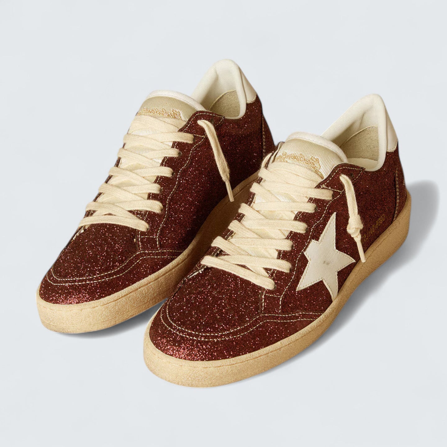 Ball Star 'Burgundy Glitter with White Leather Star and Heel Tab'