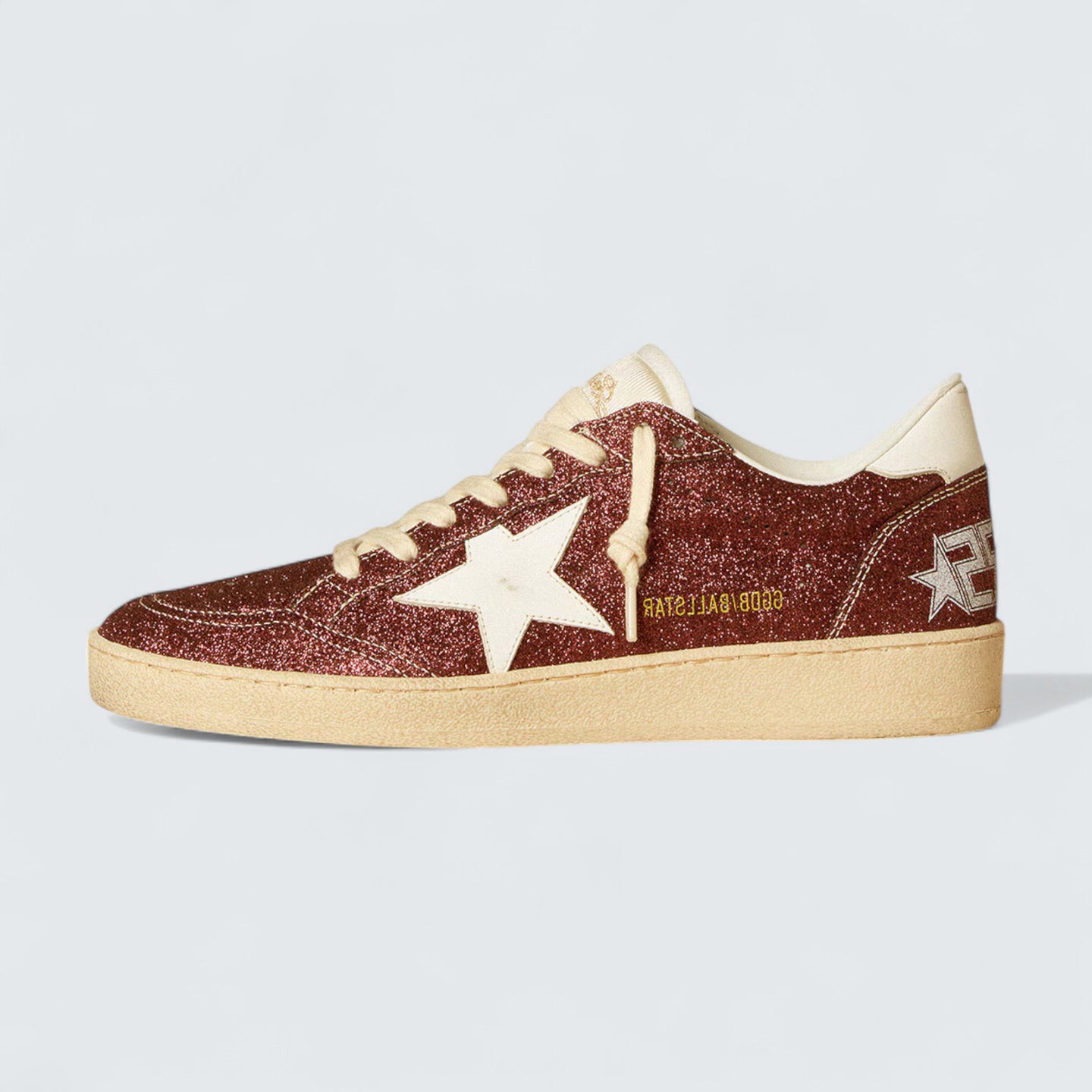Ball Star 'Burgundy Glitter with White Leather Star and Heel Tab'