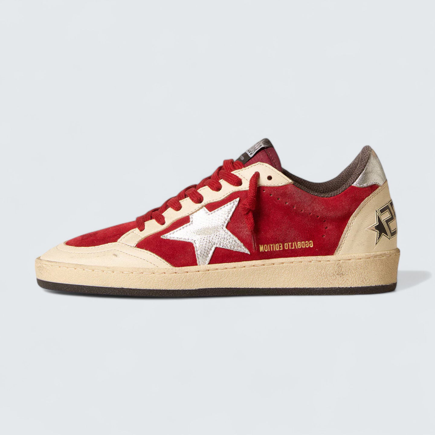 Ball Star 'Burgundy Suede with Silver Leather Star and Heel Tab'