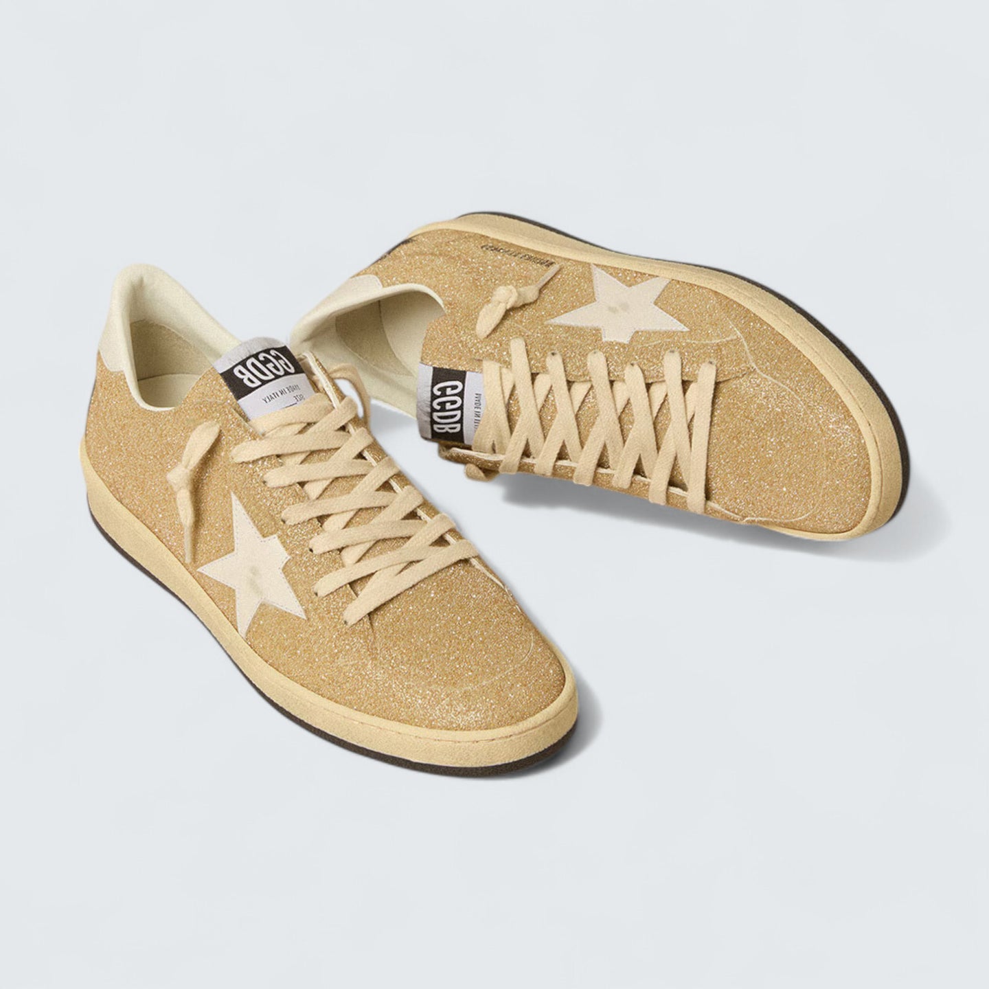 Ball Star 'Golden Swarovski Crystals with Milk-White Leather Star'