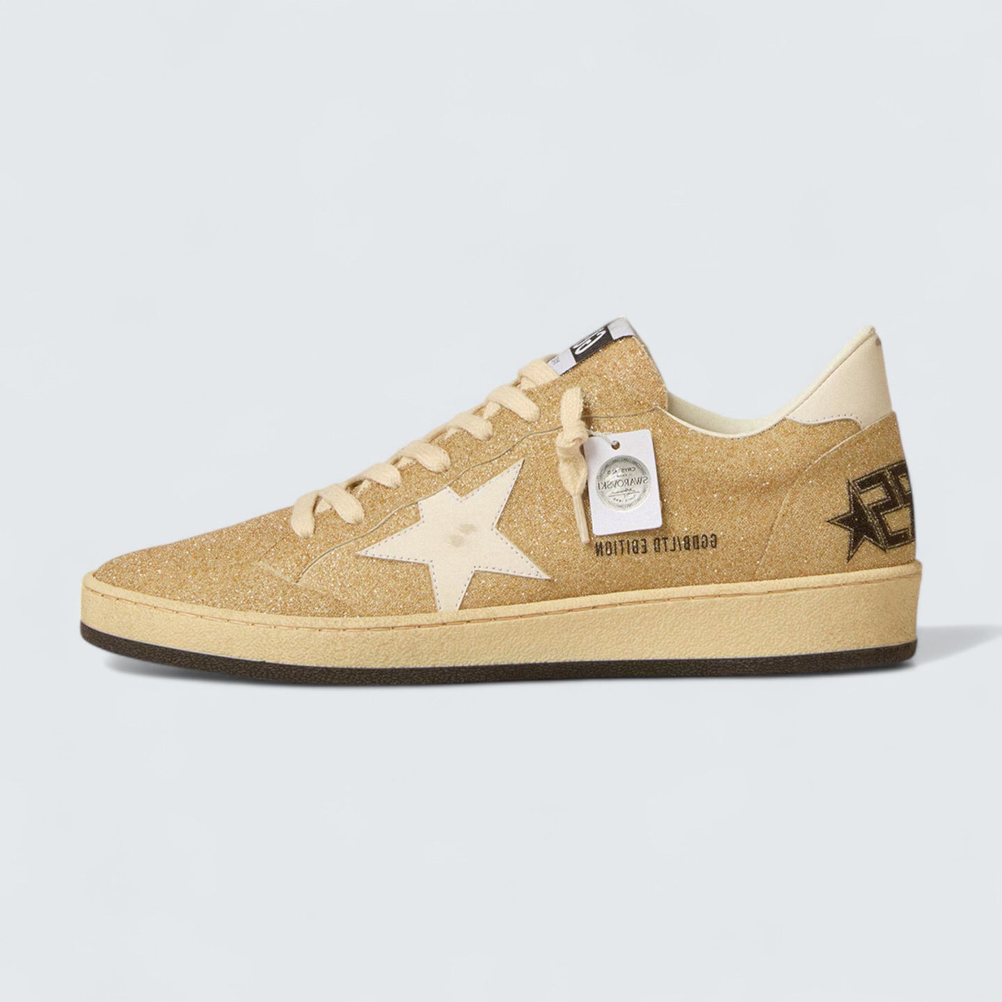 Ball Star 'Golden Swarovski Crystals with Milk-White Leather Star'