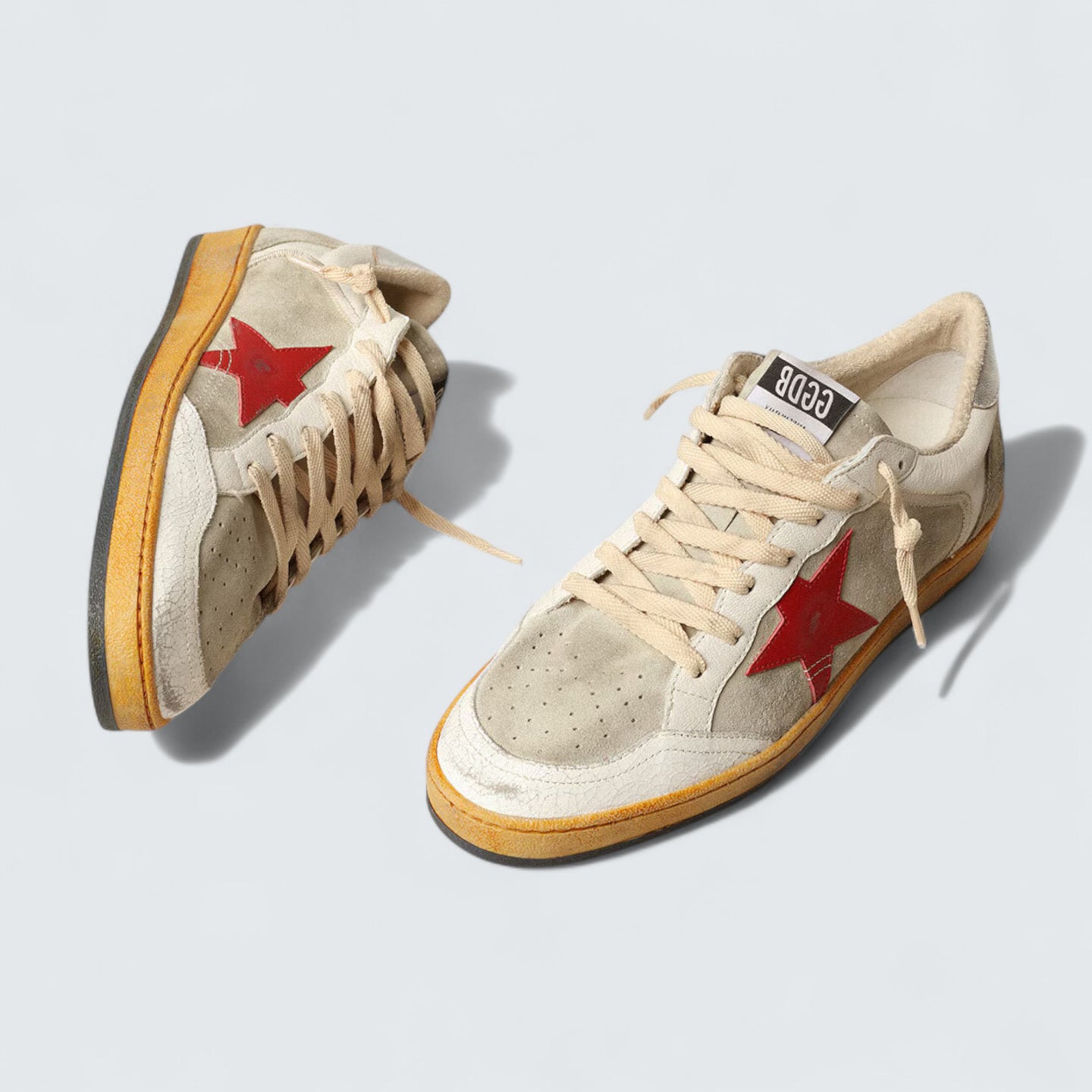 Ball Star 'Ice-Gray Suede with Red Leather Star and Silver Metallic Leather Heel Tab'