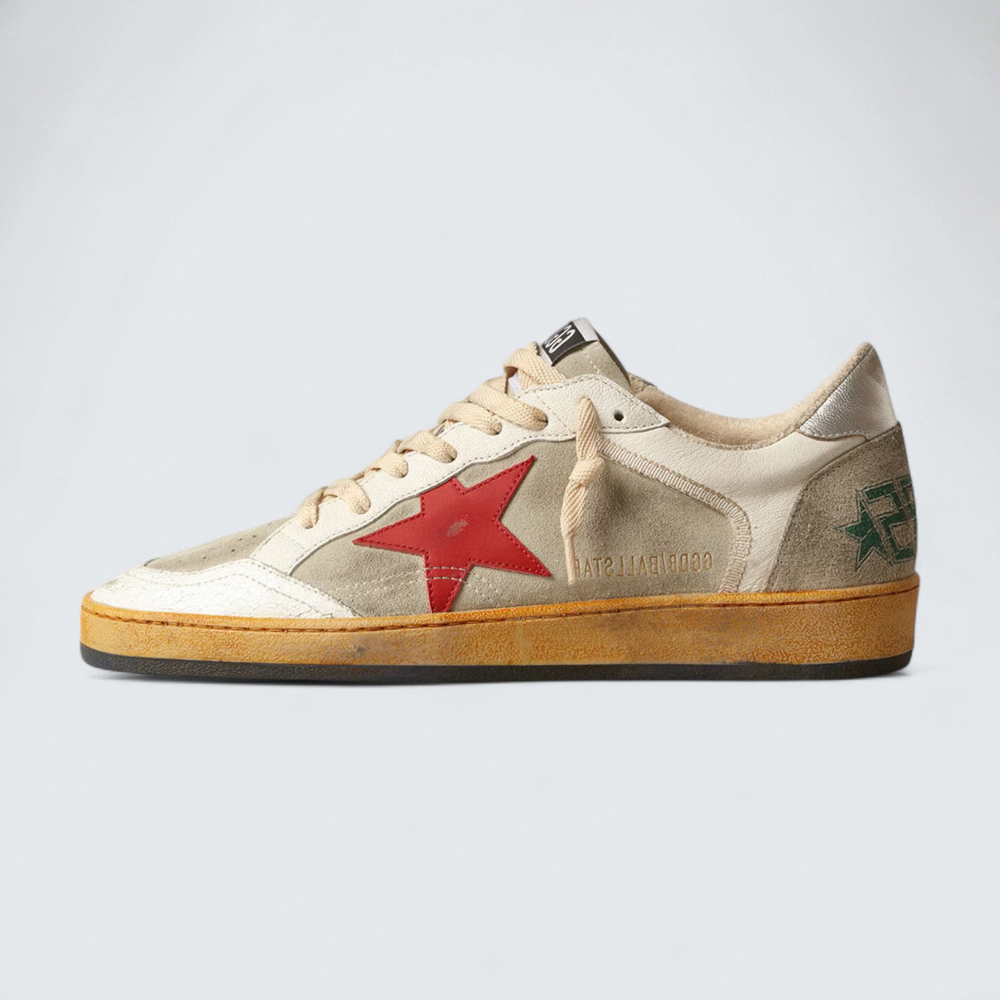Ball Star 'Ice-Gray Suede with Red Leather Star and Silver Metallic Leather Heel Tab'