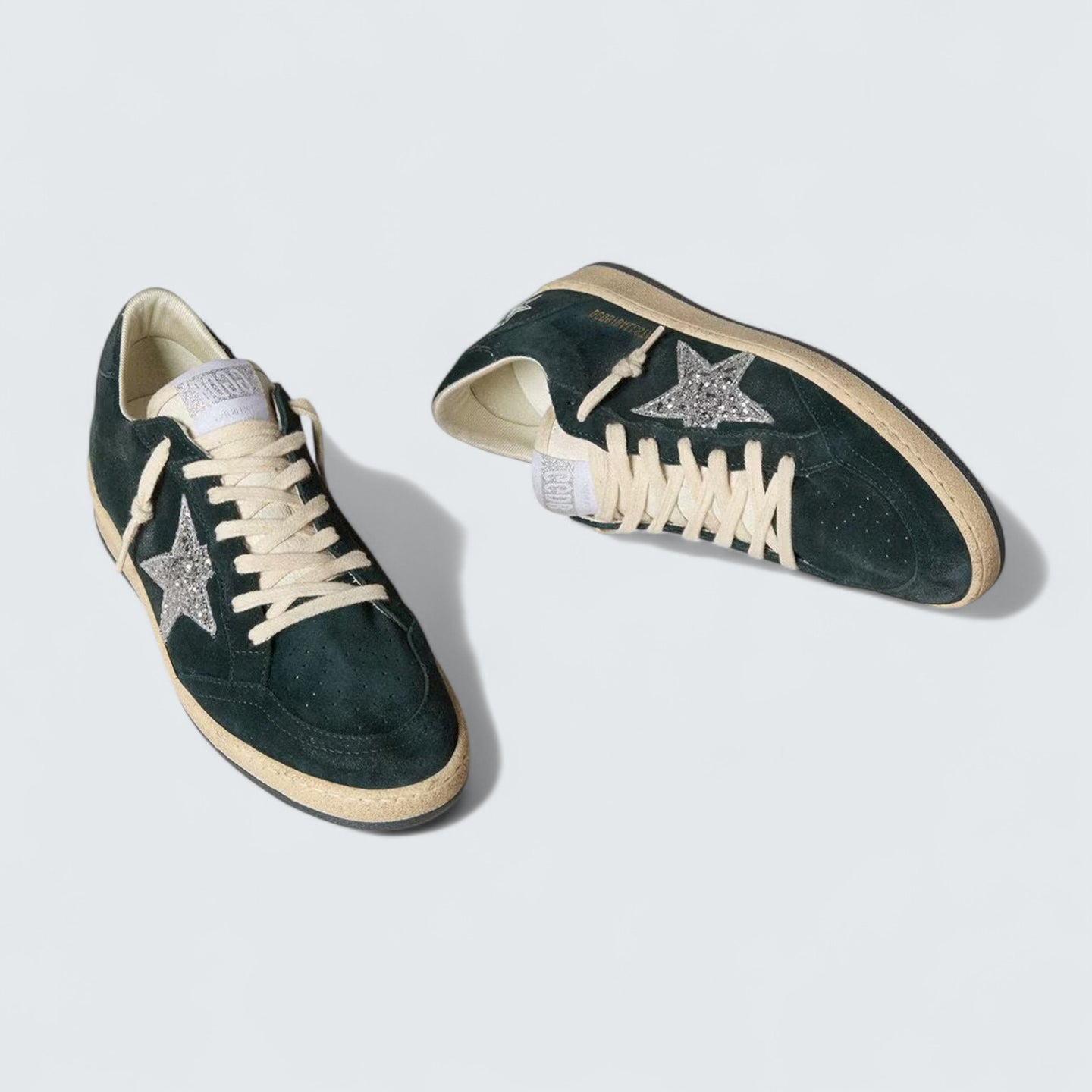 Ball Star 'Green Suede with Silver Glitter Star'