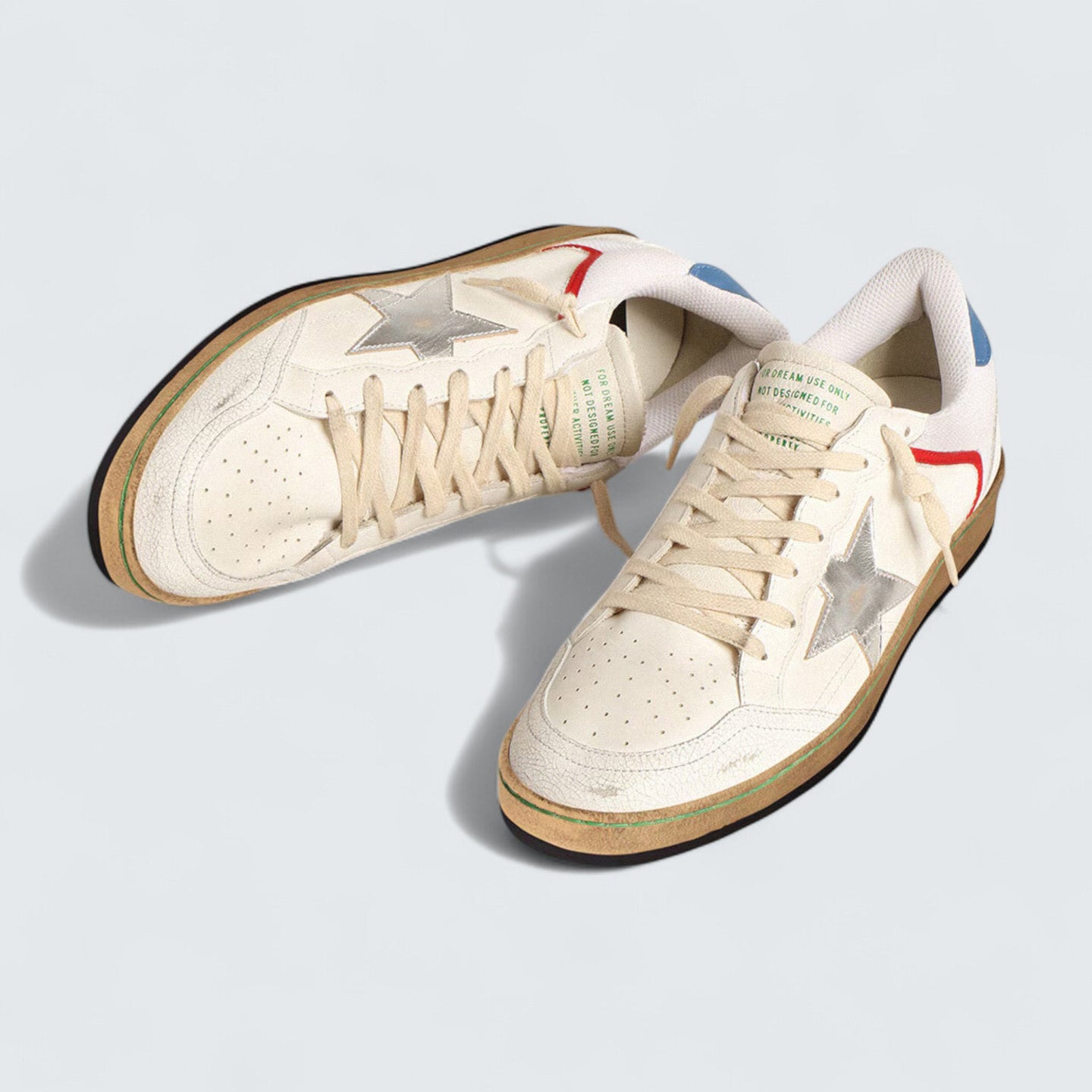 Ball Star 'White Nappa and Mesh with Silver Metallic Leather Star'