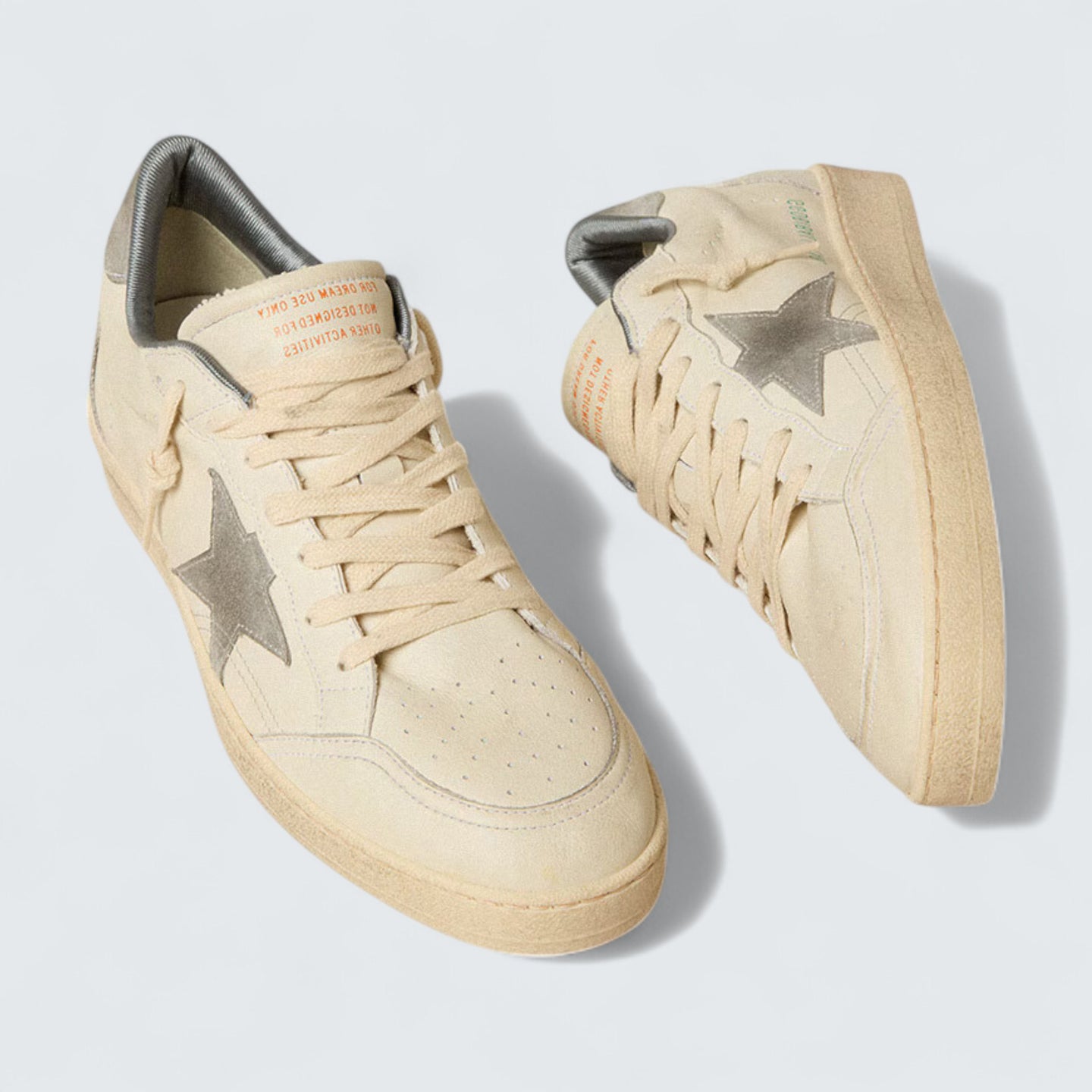 Ball Star 'Off-White Nappa Leather with Gray Suede Star and Heel Tab'