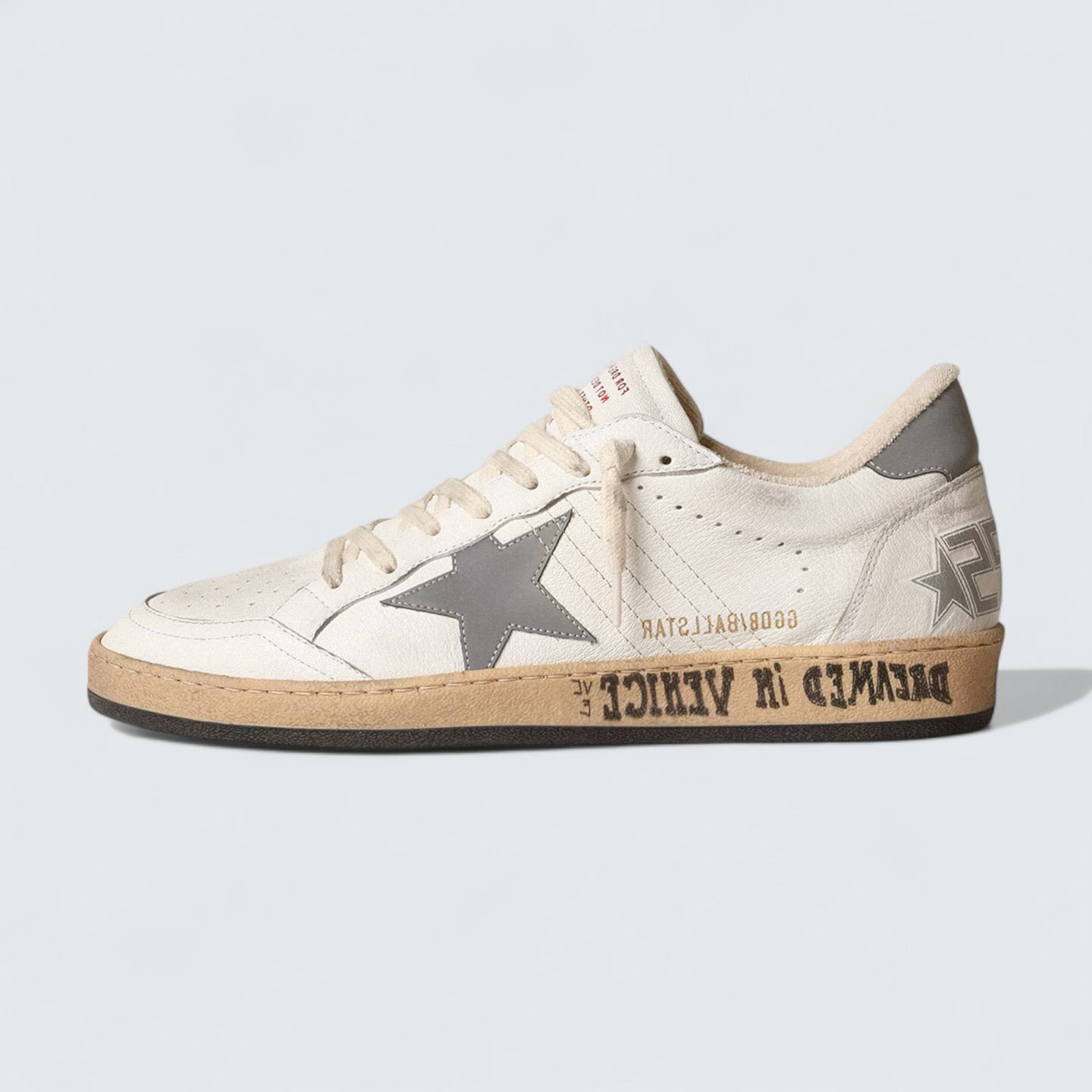 Ball Star 'White Nappa Leather with Gray Reflective Nylon Star and Heel Tab'