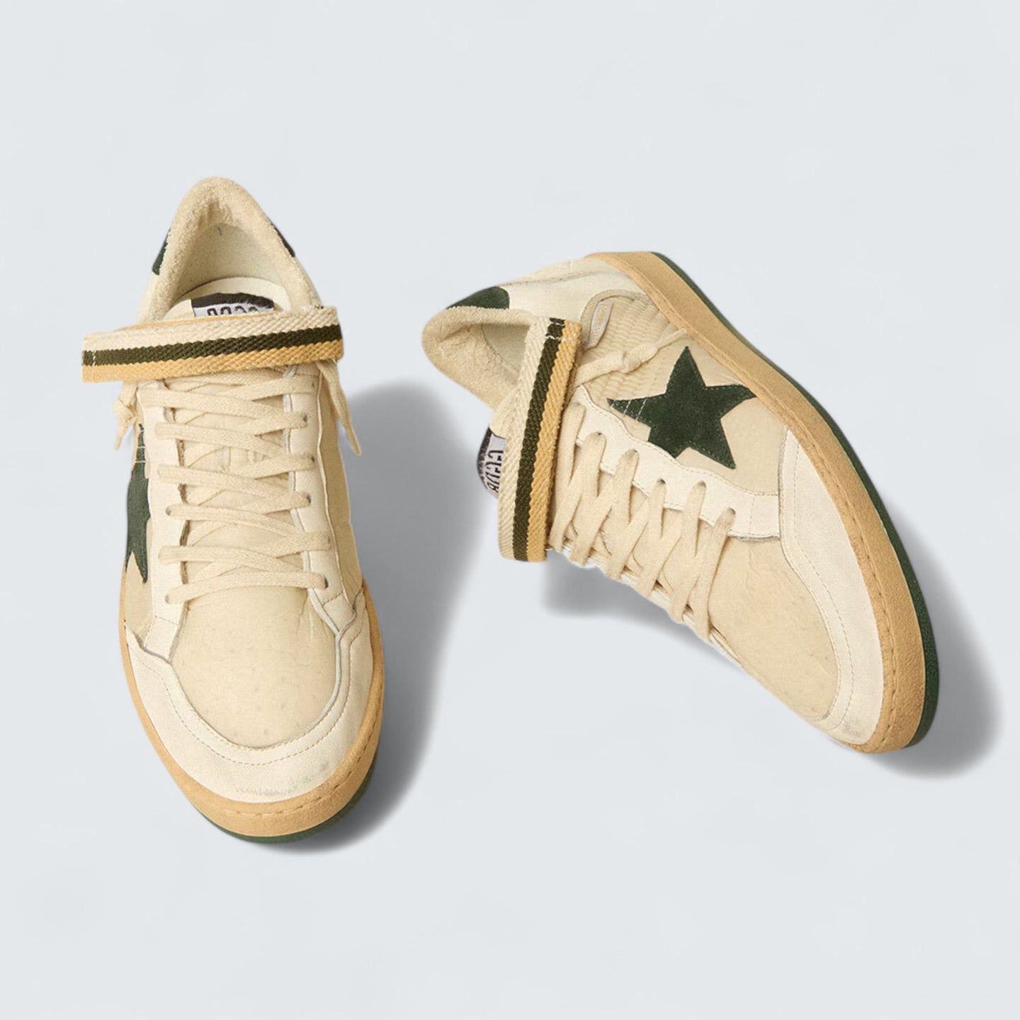 Ball Star 'White Nylon and Nappa Leather with Green Suede Star and Heel Tab'