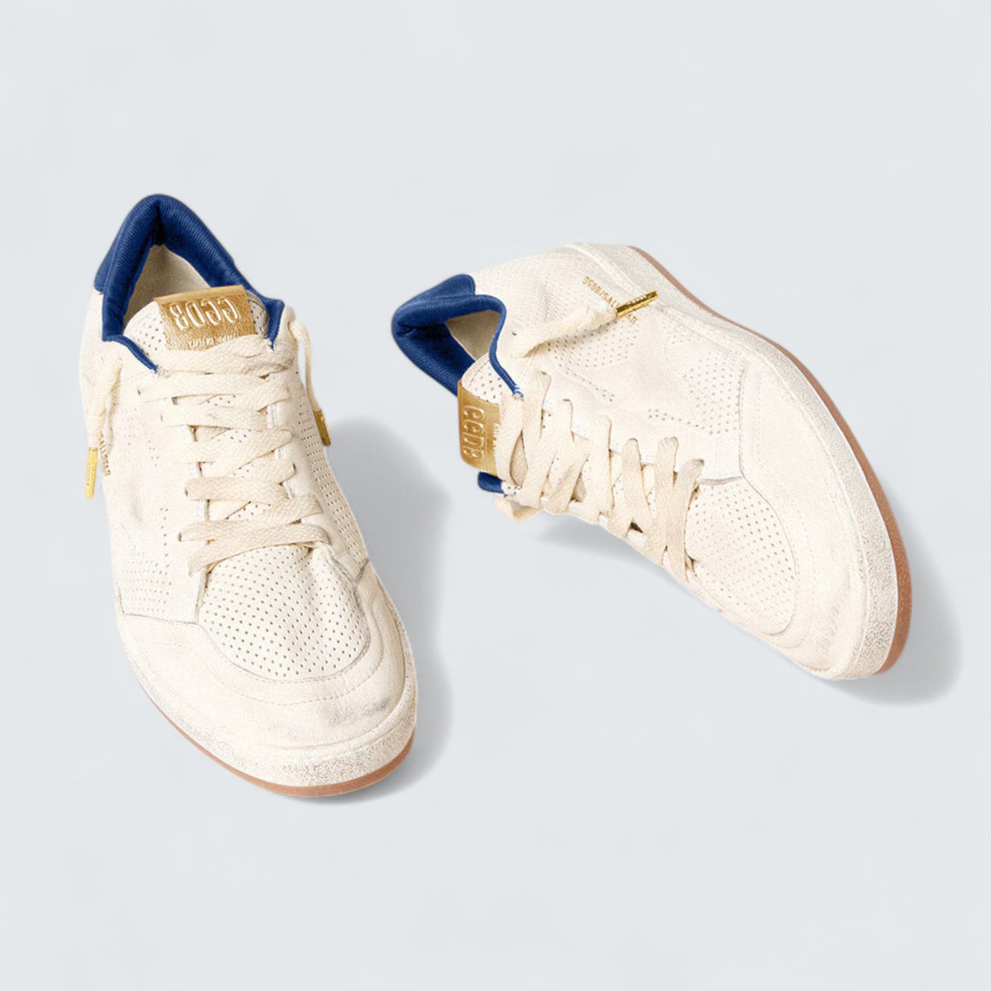 Ball Star 'Perforated White Nappa Leather with White Star and Bright Blue Nylon Heel Tab'
