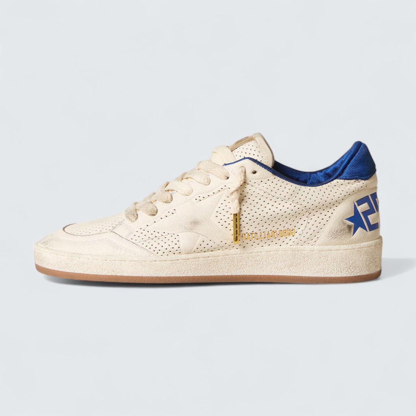 Ball Star 'Perforated White Nappa Leather with White Star and Bright Blue Nylon Heel Tab'