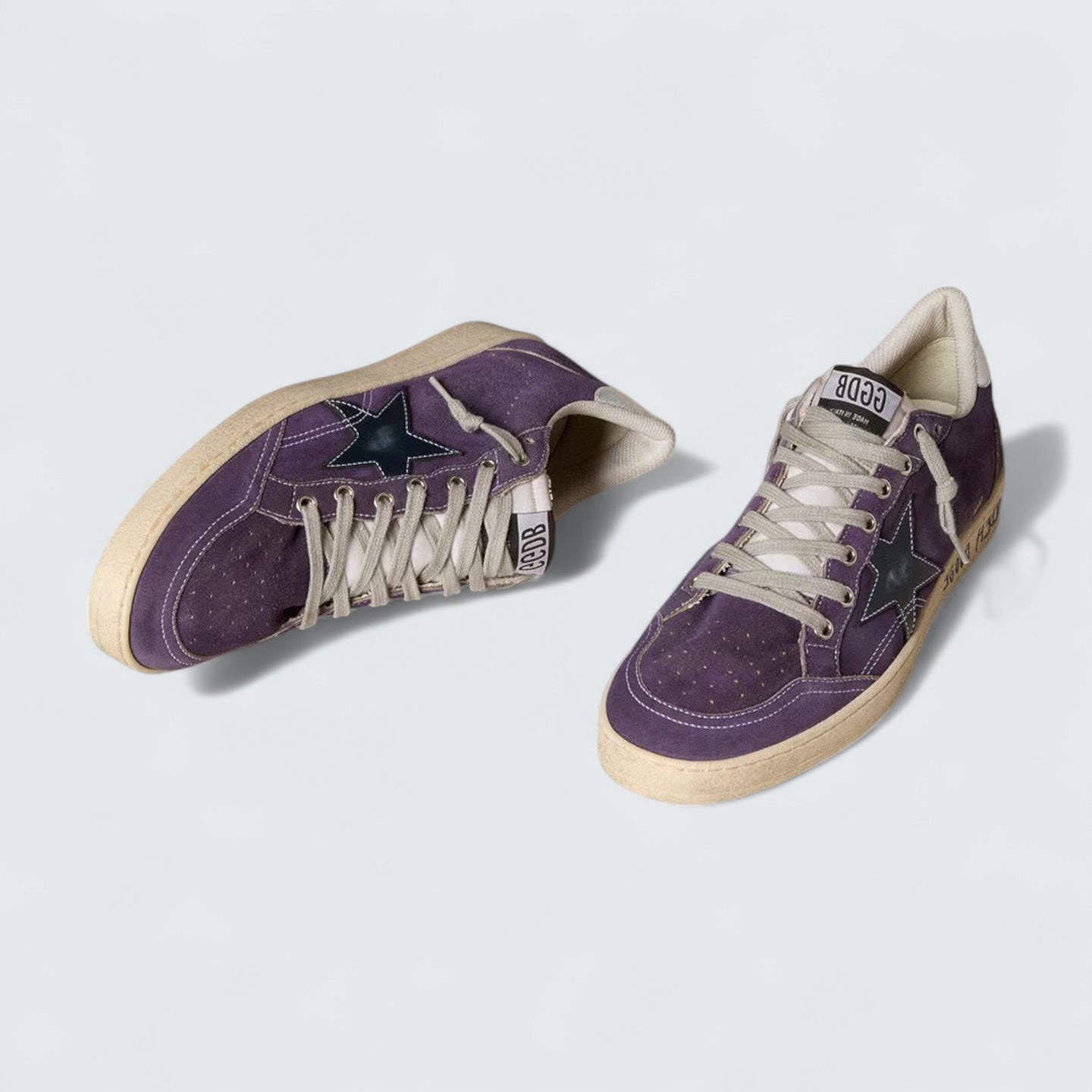 Ball Star 'Purple Suede with Blue Leather Star and Silver Metallic Leather Heel Tab'