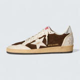 Ball Star 'Brown Suede with Cream Leather Star and Metallic Silver Leather Heel Tab'