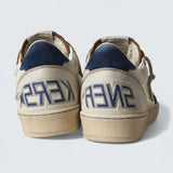 Ball Star 'Ecru Leather with Dark Brown Leather Star and Navy Blue Suede Heel Tab'