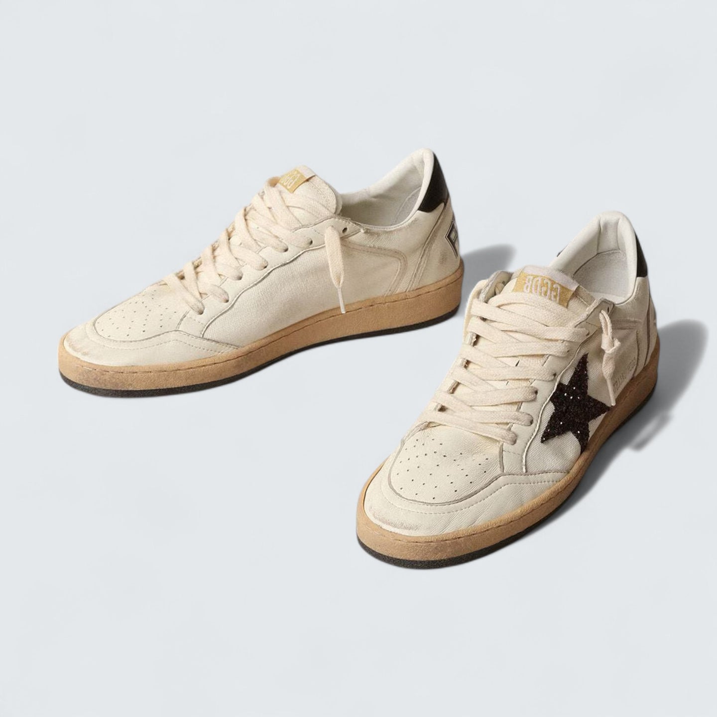 Ball Star 'Chicory-Coffee Glitter Star and Black Leather Heel Tab'