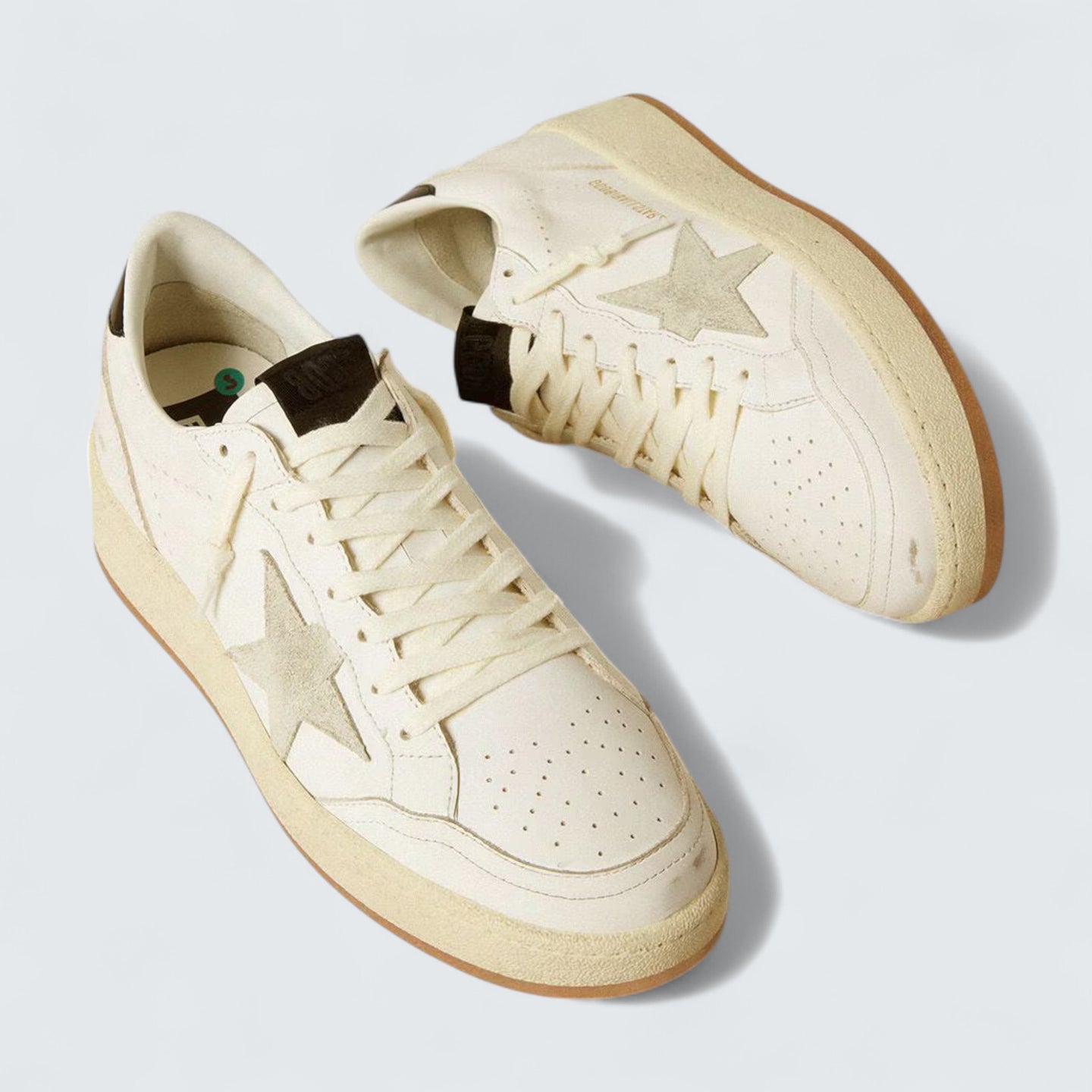 Ball Star 'White Leather with Ice-Gray Suede Star and Glossy Black Leather Heel Tab'