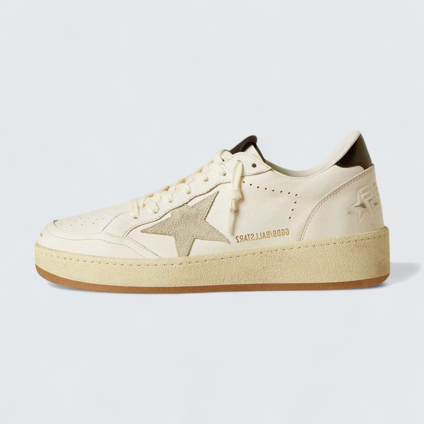 Ball Star 'White Leather with Ice-Gray Suede Star and Glossy Black Leather Heel Tab'