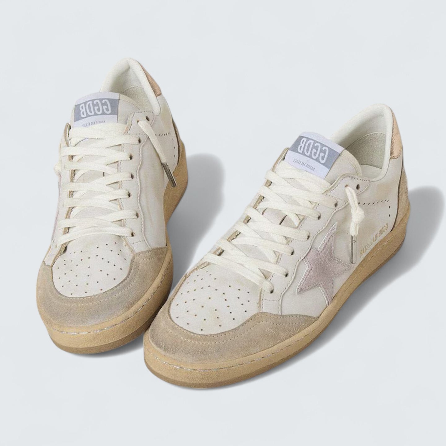 Ball Star 'Pink Suede Star with Silver Glitter Edges and Rose Gold Heel Tab'