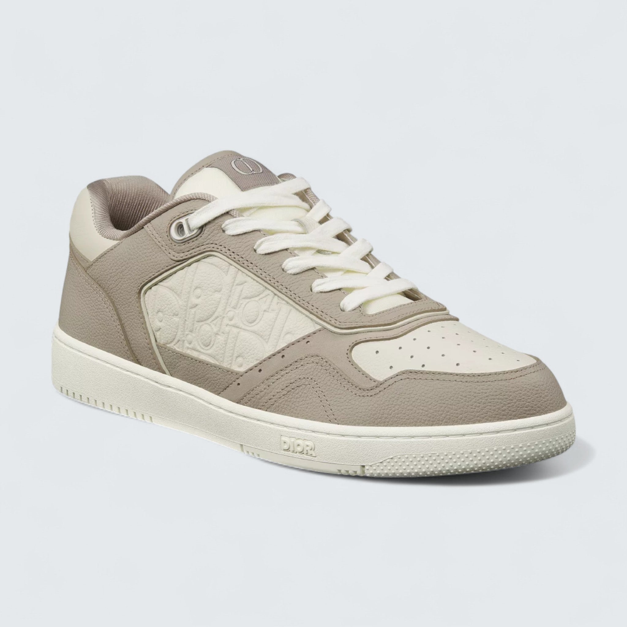 B27 Uptown Low-Top Sneaker ’Beige and White Grained Calfskin with White Dior Gravity Leather’