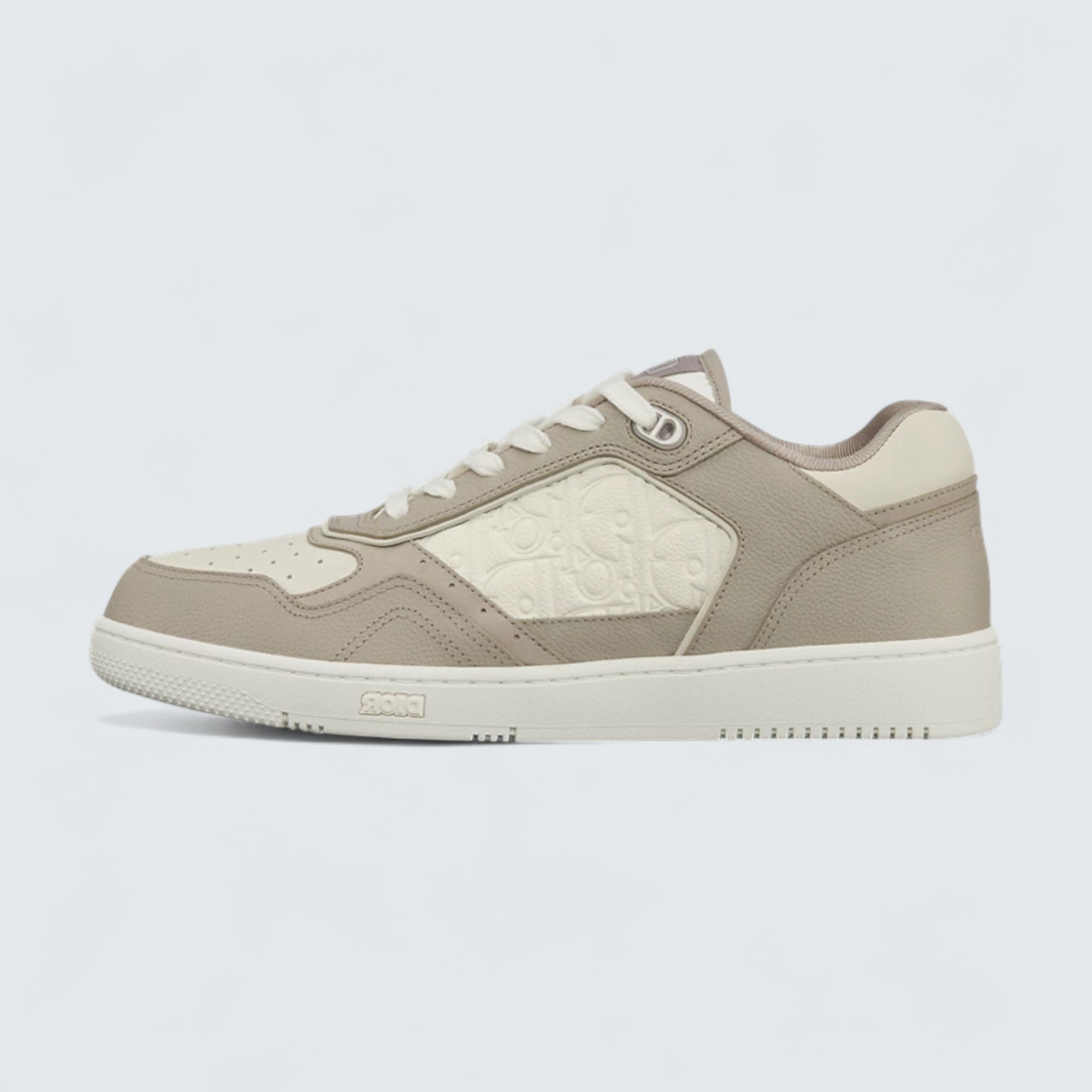 B27 Uptown Low-Top Sneaker ’Beige and White Grained Calfskin with White Dior Gravity Leather’
