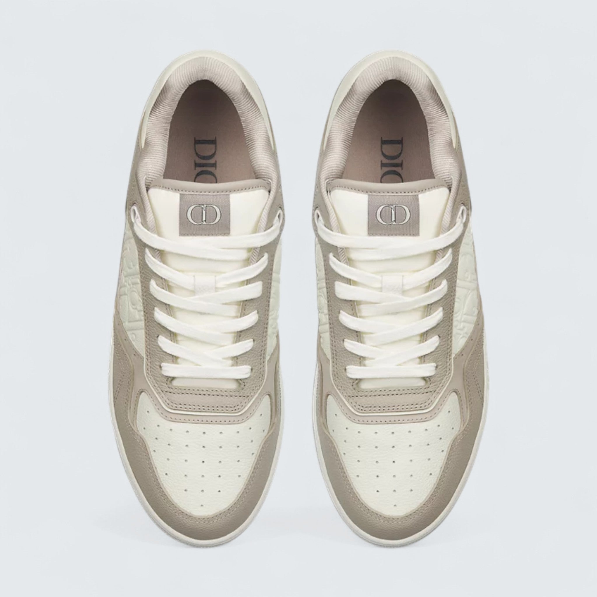 B27 Uptown Low-Top Sneaker ’Beige and White Grained Calfskin with White Dior Gravity Leather’