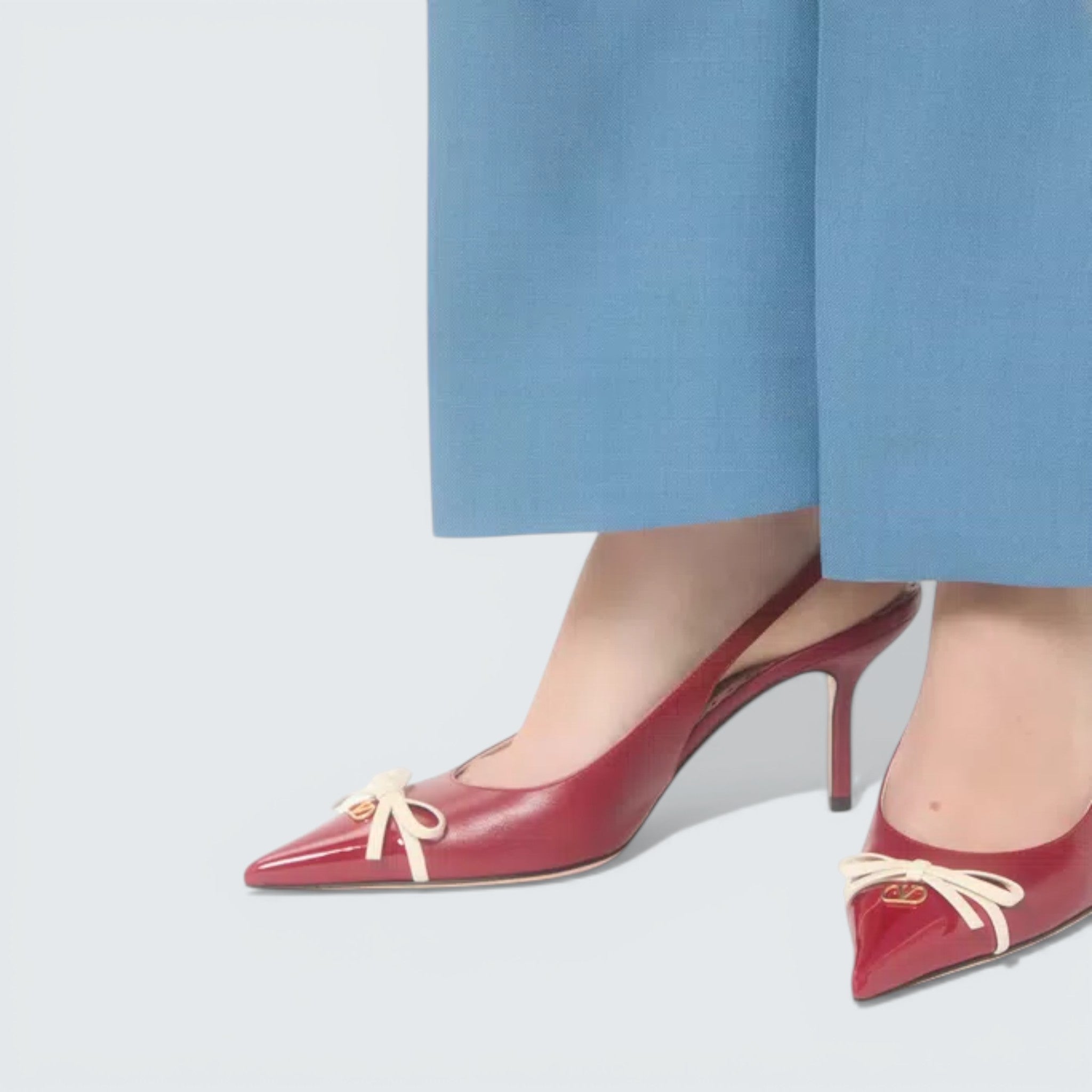 Bepointy Slingback Pump In Patent Leather And Kidskin 80Mm