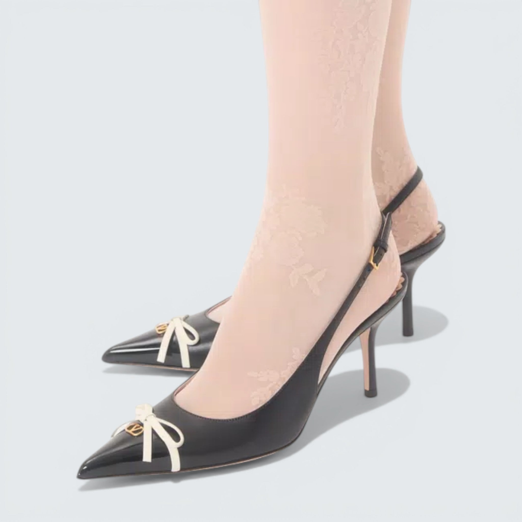 Bepointy Slingback Pump In Patent Leather And Kidskin 80Mm