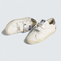 Bio-based Old School 'White Bio-Based Upper with Perforated Star and Anthracite Glitter Heel Tab'
