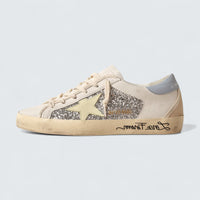 Super-Star 'Silver Glitter with Yellow Leather Star and Powder-Blue Heel Tab'