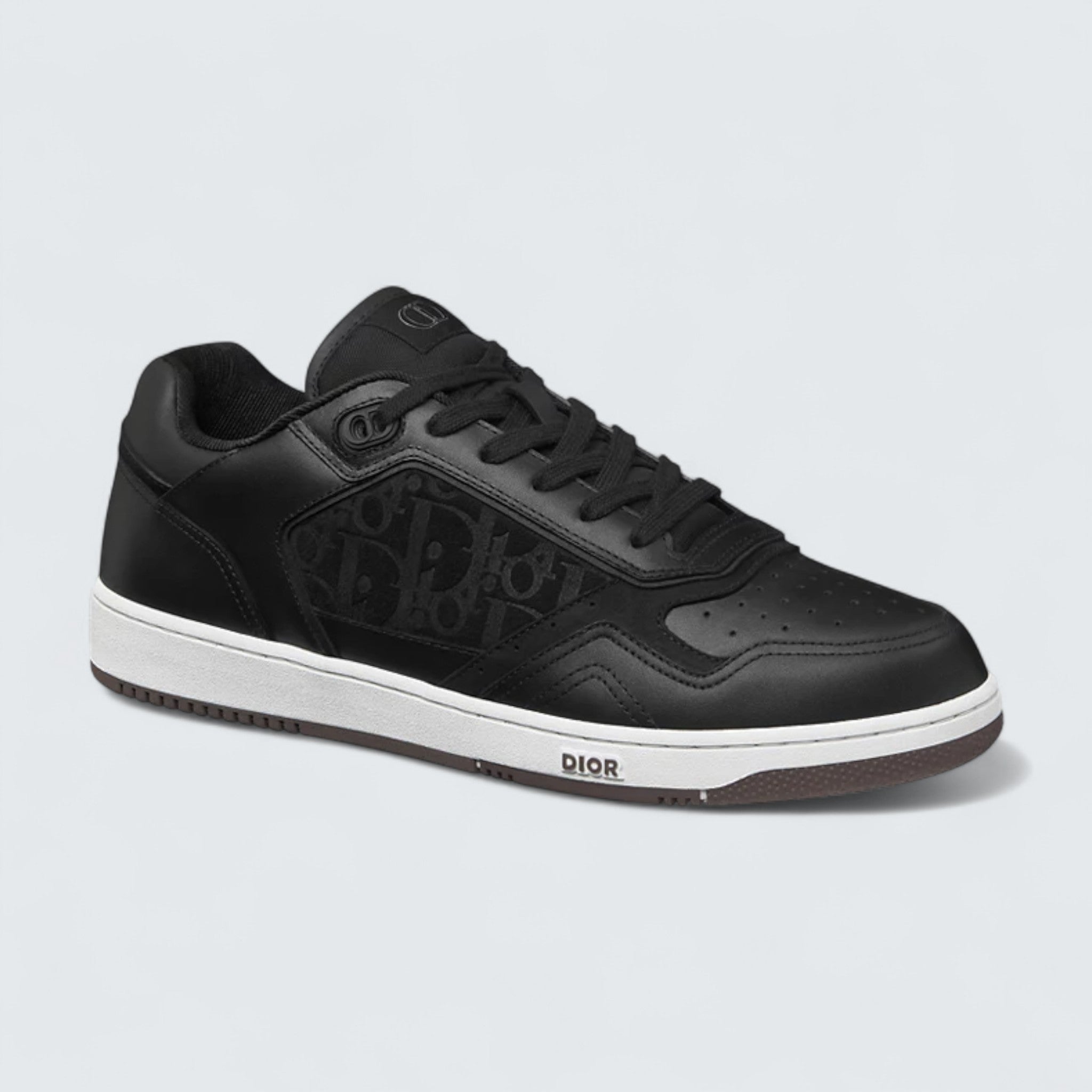 B27 Uptown Low-Top Sneaker ’Black Smooth Calfskin and Black Dior Oblique-Embossed Suede’