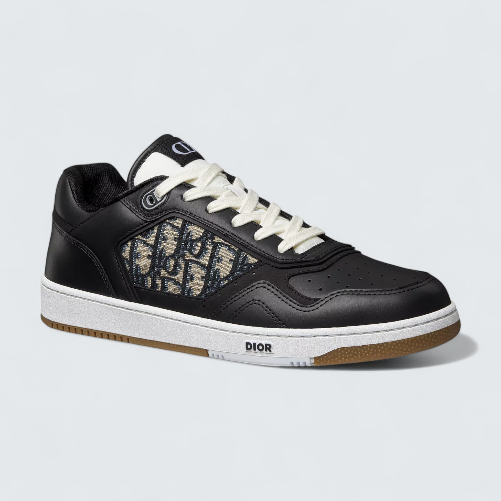B27 Uptown Low-Top Sneaker ’Black Smooth Calfskin with Beige and Black Dior Oblique Jacquard’