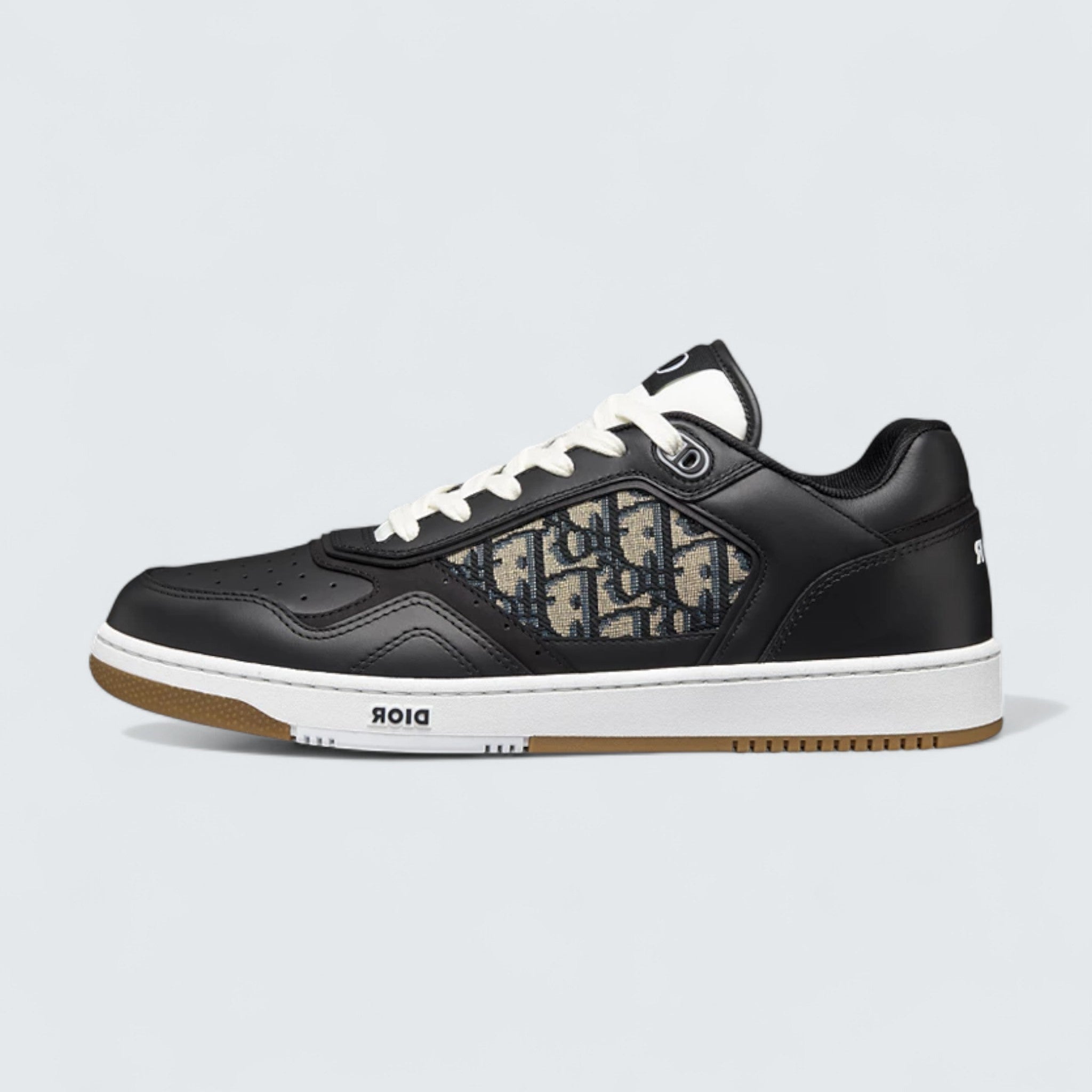 B27 Uptown Low-Top Sneaker ’Black Smooth Calfskin with Beige and Black Dior Oblique Jacquard’