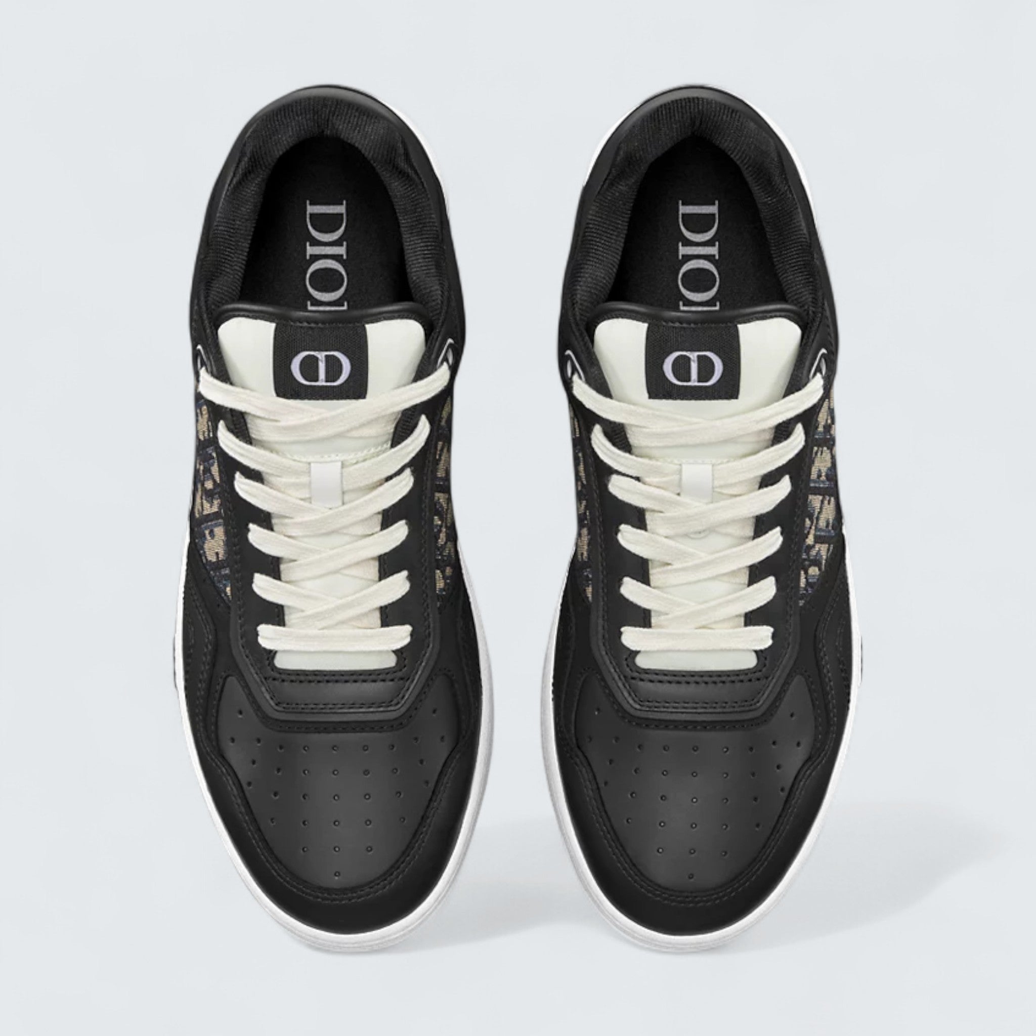 B27 Uptown Low-Top Sneaker ’Black Smooth Calfskin with Beige and Black Dior Oblique Jacquard’