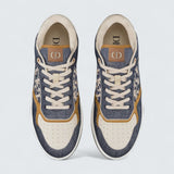 B27 Uptown Low-Top Sneaker ’Blue Denim with Beige and Cognac Smooth Calfskin and Blue and Beige Raffia-Effect Dior Oblique Denim’