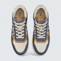 B27 Uptown Low-Top Sneaker ’Blue Denim with Beige and Cognac Smooth Calfskin and Blue and Beige Raffia-Effect Dior Oblique Denim’