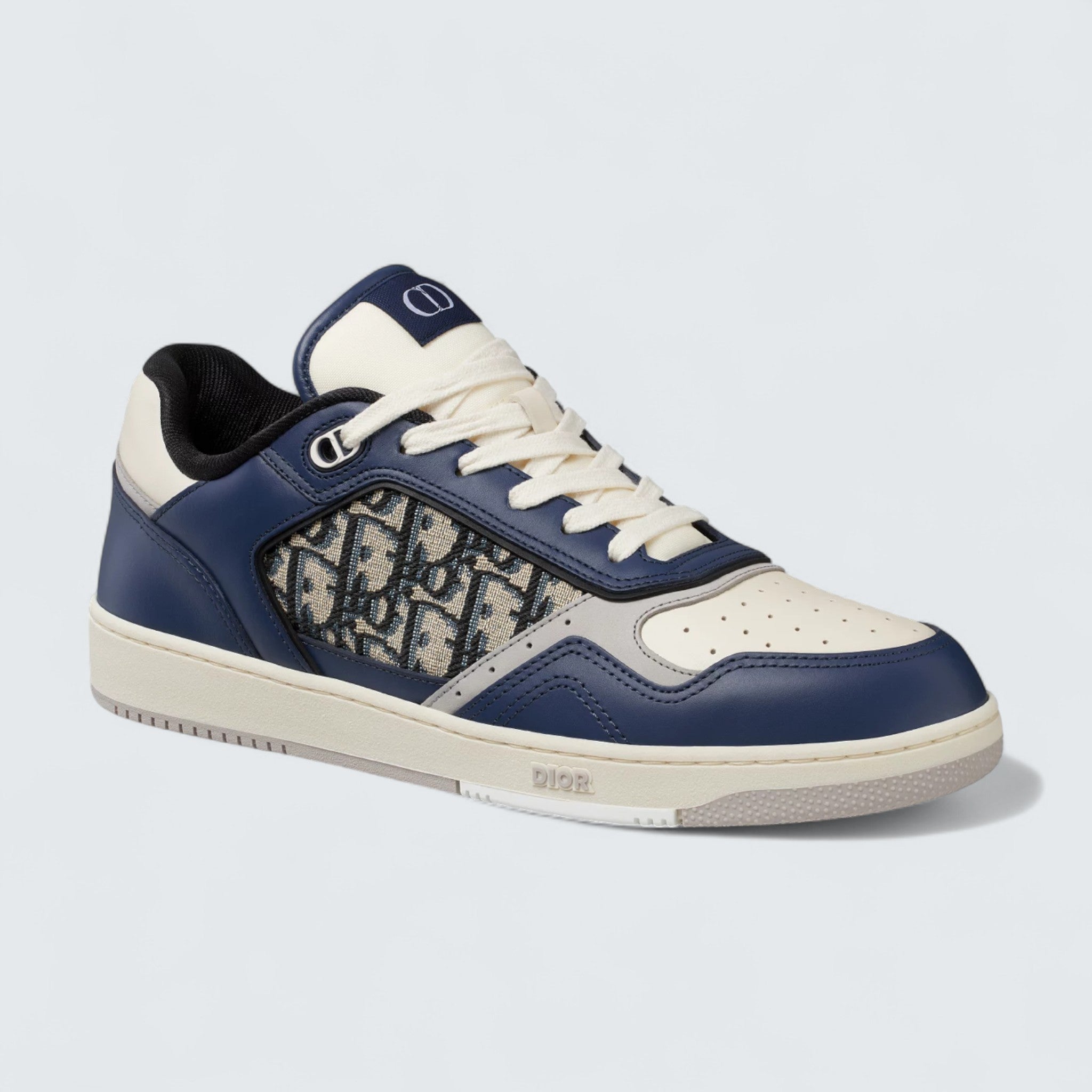 B27 Uptown Low-Top Sneaker ’Blue, Cream and Dior Gray Smooth Calfskin with Beige and Black Dior Oblique Jacquard’