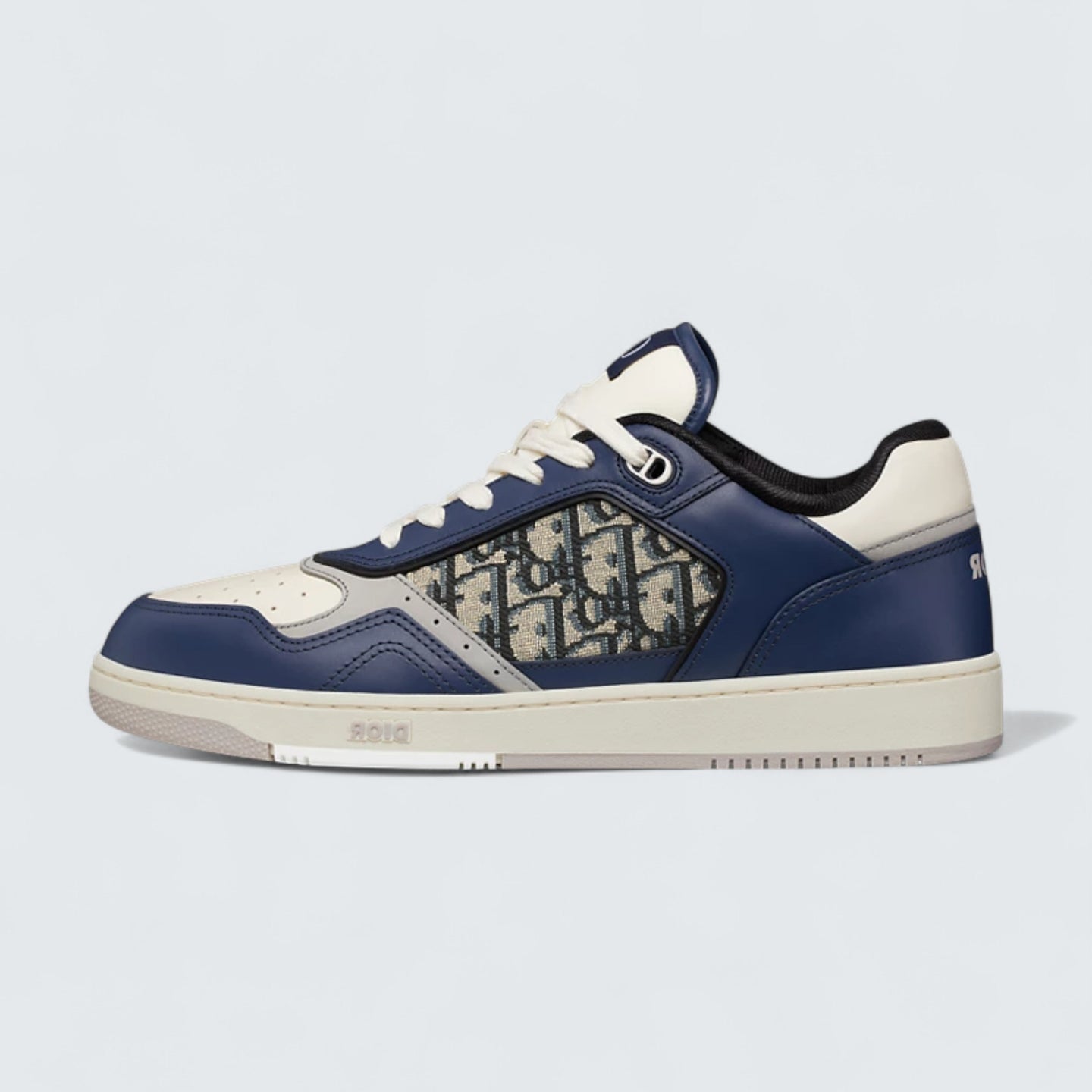 B27 Uptown Low-Top Sneaker ’Blue, Cream and Dior Gray Smooth Calfskin with Beige and Black Dior Oblique Jacquard’