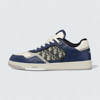 B27 Uptown Low-Top Sneaker ’Blue, Cream and Dior Gray Smooth Calfskin with Beige and Black Dior Oblique Jacquard’