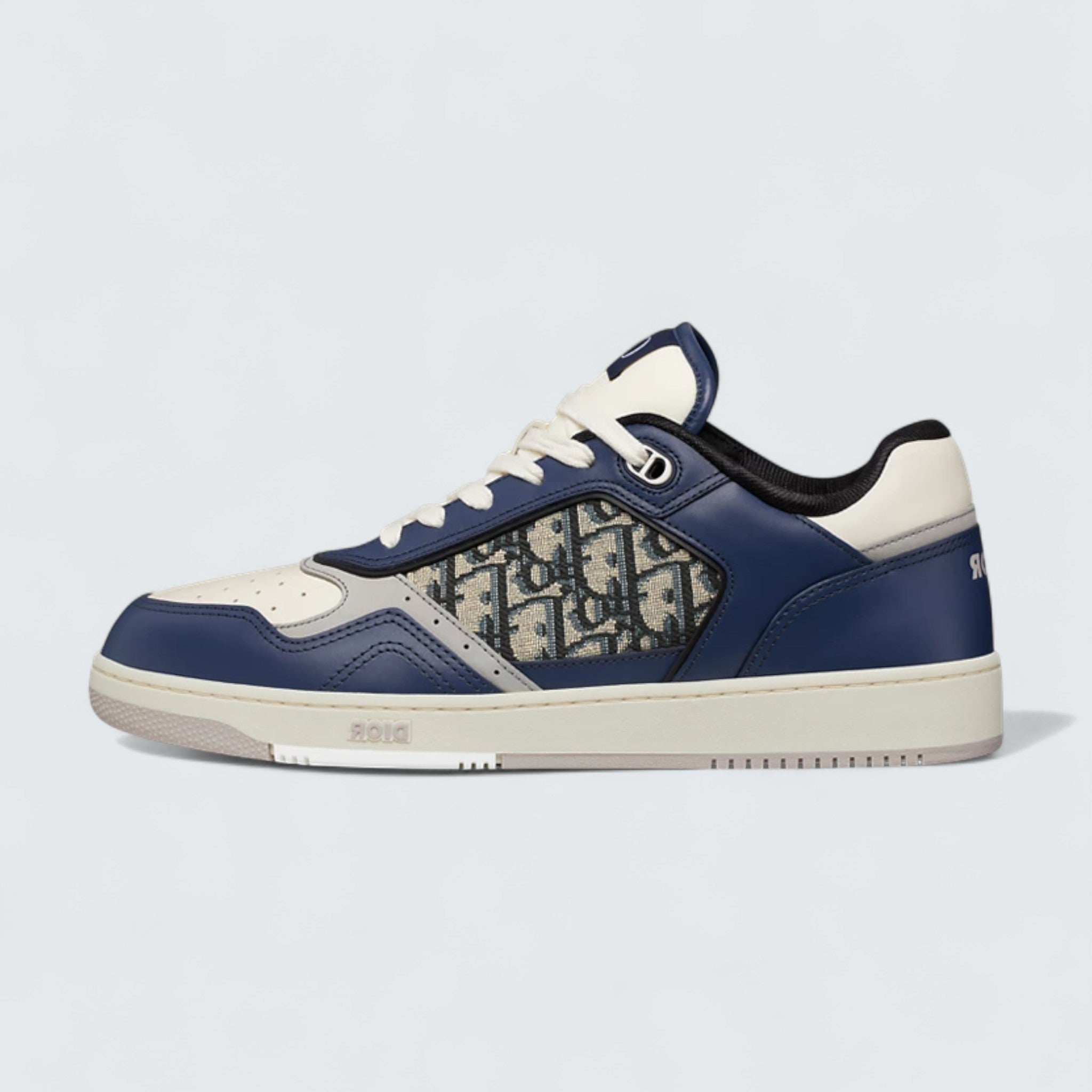 B27 Uptown Low-Top Sneaker ’Blue, Cream and Dior Gray Smooth Calfskin with Beige and Black Dior Oblique Jacquard’