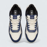 B27 Uptown Low-Top Sneaker ’Blue, Cream and Dior Gray Smooth Calfskin with Beige and Black Dior Oblique Jacquard’