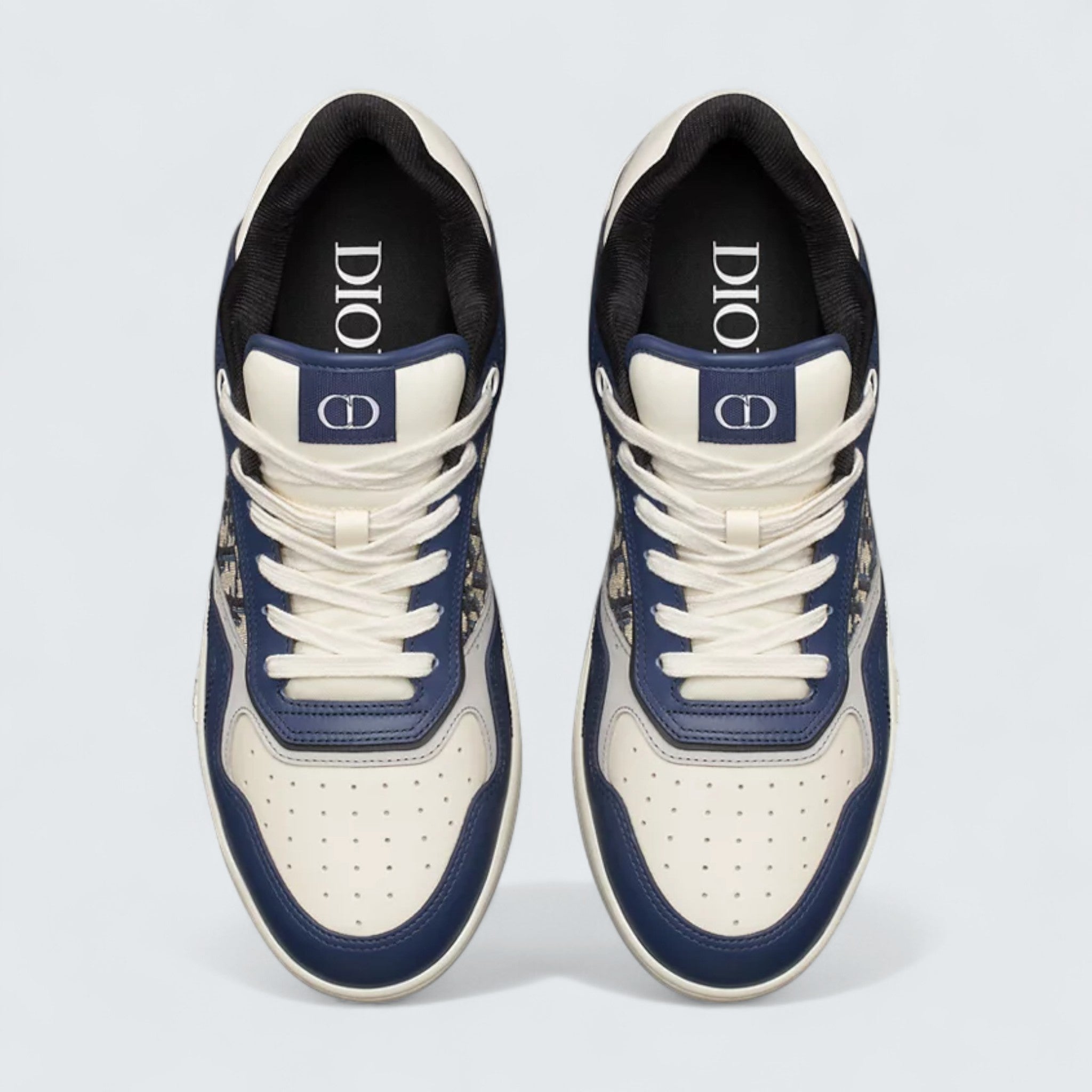 B27 Uptown Low-Top Sneaker ’Blue, Cream and Dior Gray Smooth Calfskin with Beige and Black Dior Oblique Jacquard’